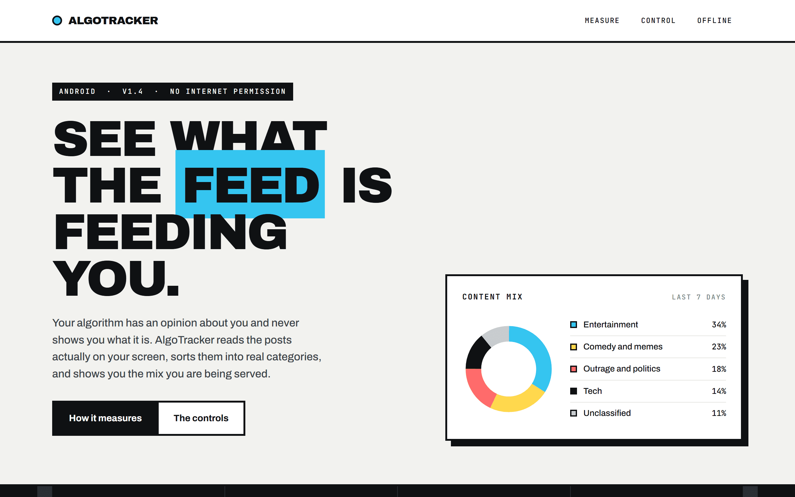 AlgoTracker: Measures what your social feeds actually serve you, and gives you controls to stop scrolling.