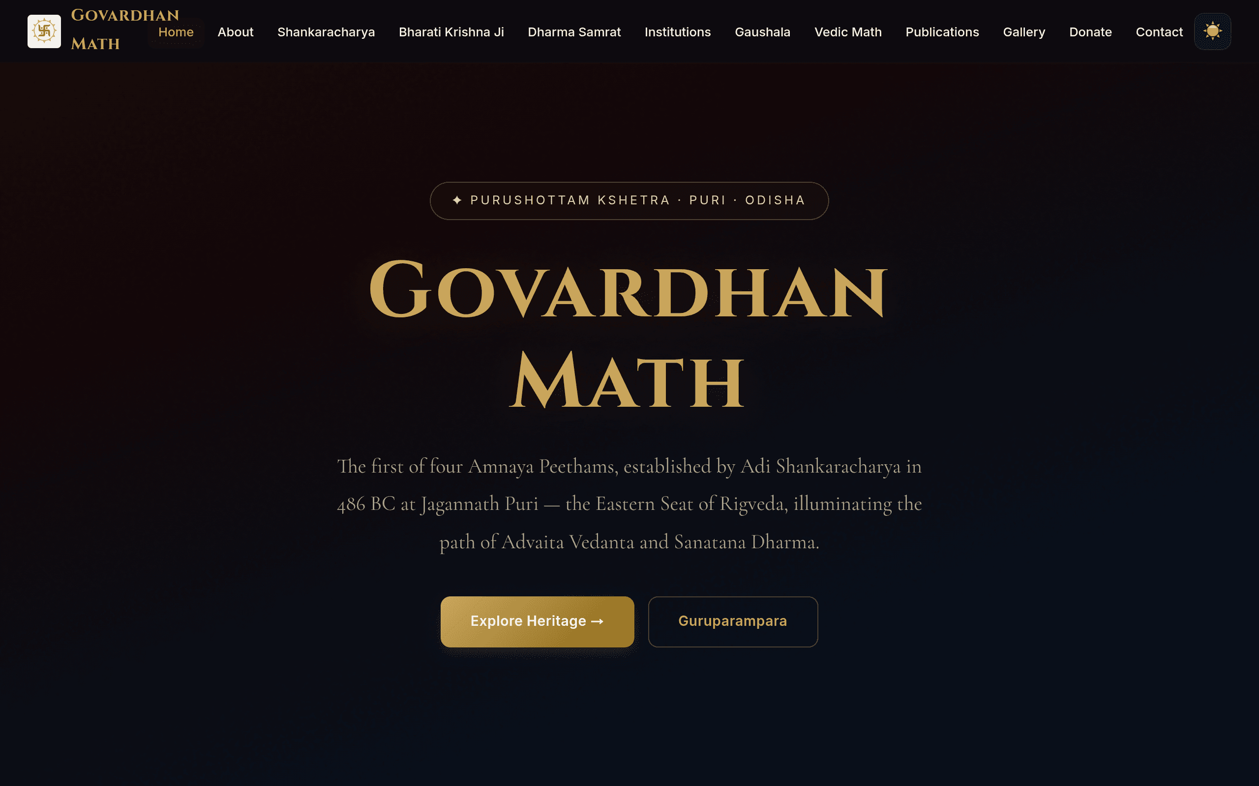 Govardhan Math: The official website for Govardhan Math, Puri.